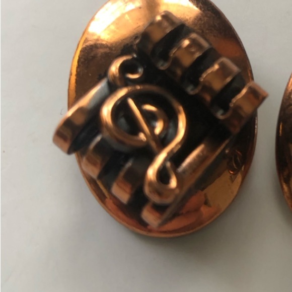 Vintage Copper Clip-On Earrings - musical notes- - Picture 7 of 8
